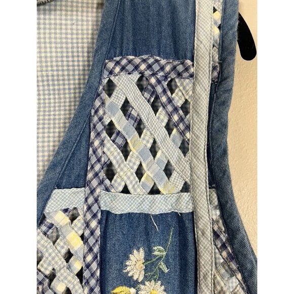 Retro Patchwork Floral Vest Blue 20W Boho Western Classic Chic Hippie Indie Folk - Picture 3 of 12